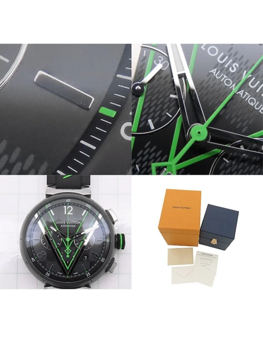 Louis Vuitton Tambour Chronograph Damier Graphite Lace Black SS Rubber Watch